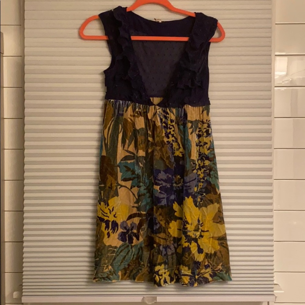 Free People Floral Velvet Dress